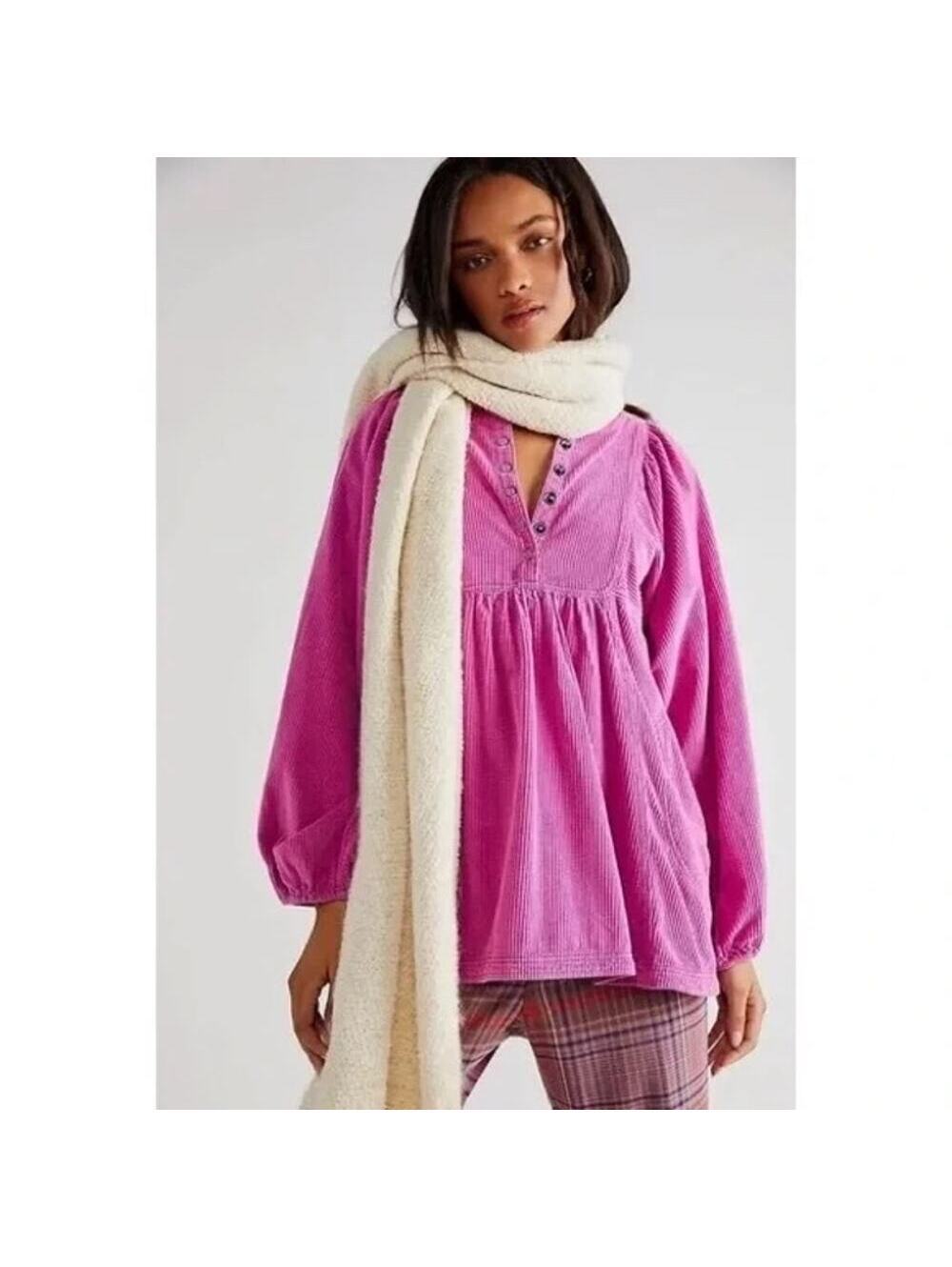 Free People EUC Women's Covered in Cord Tunic Fuschia Size M